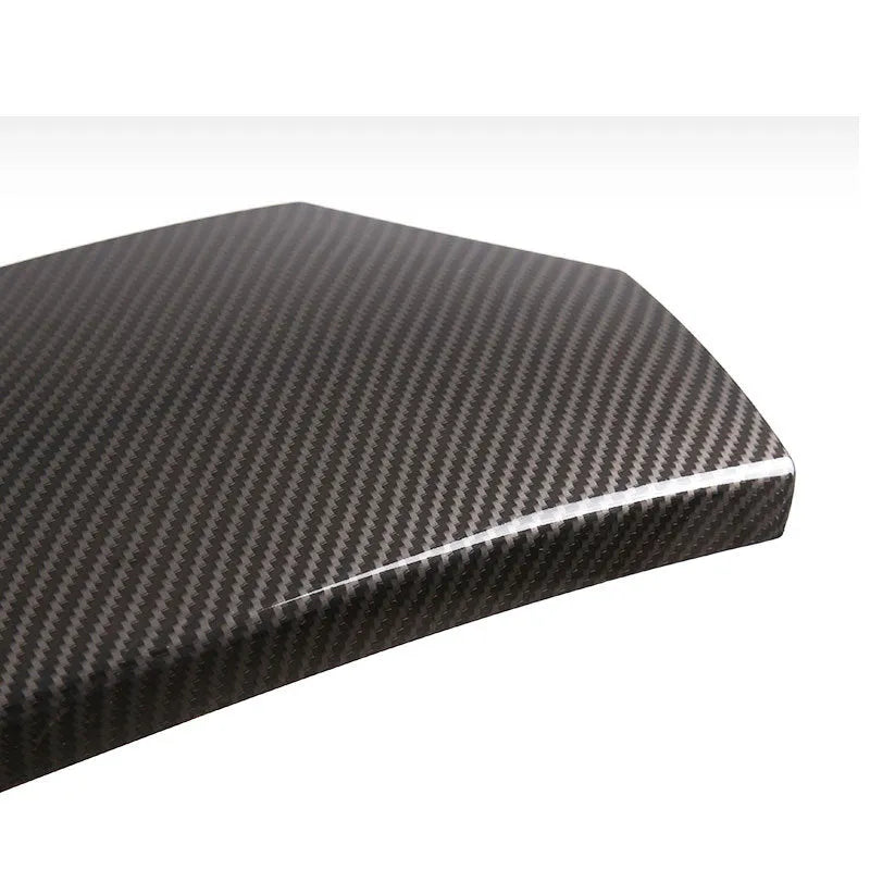 Three ABS armrest box protective covers with carbon fibre pattern and polished surface