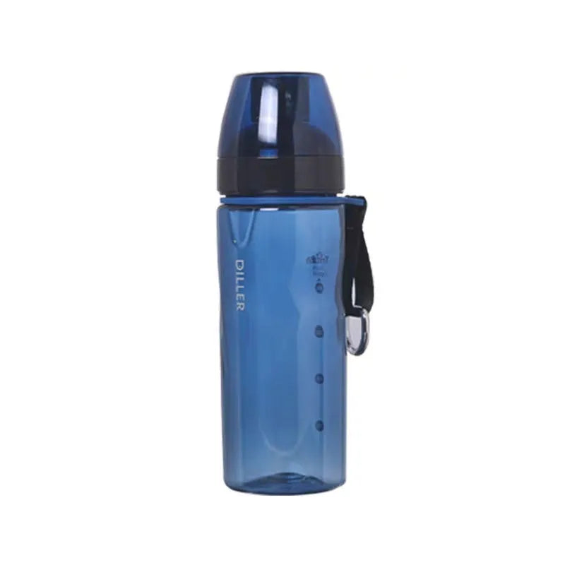 Chinese style sports water bottle with removable tea infuser compartment in blue, red, black or grey.