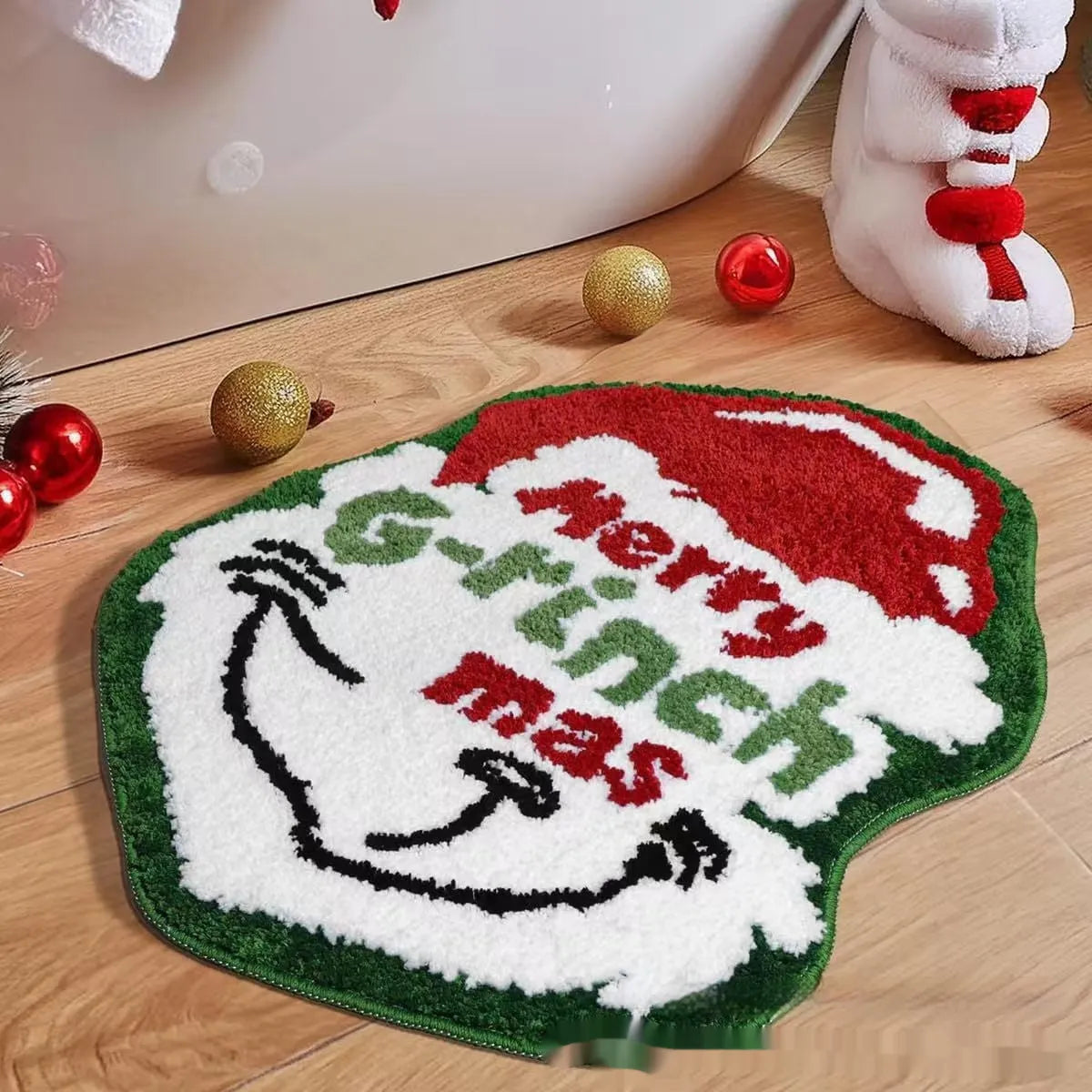 Christmas geometric pattern hallway mat with non-slip backing in multiple size options