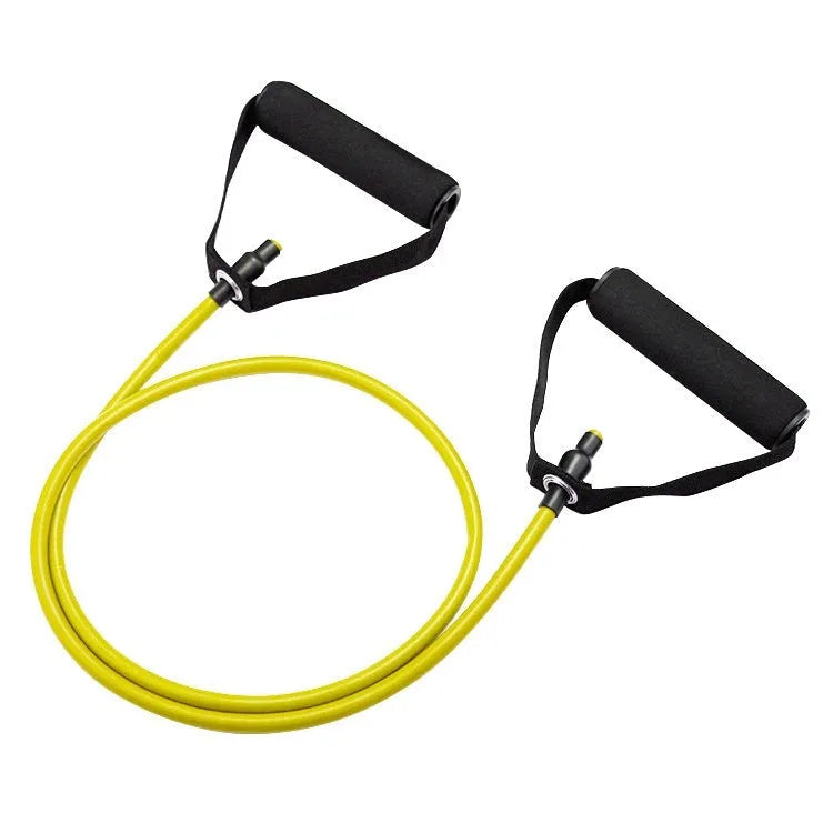 Adjustable chest expander with colour-coded TPE resistance bands showing five different tension levels