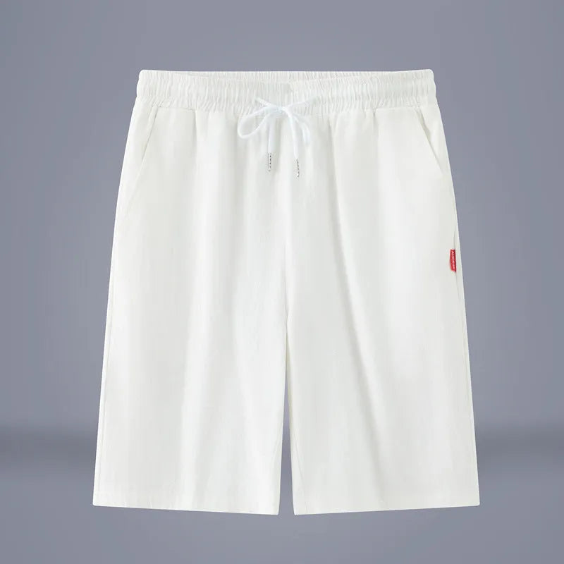 Chinese-style cotton linen cropped pants in Army Green colour with a drawstring waist.