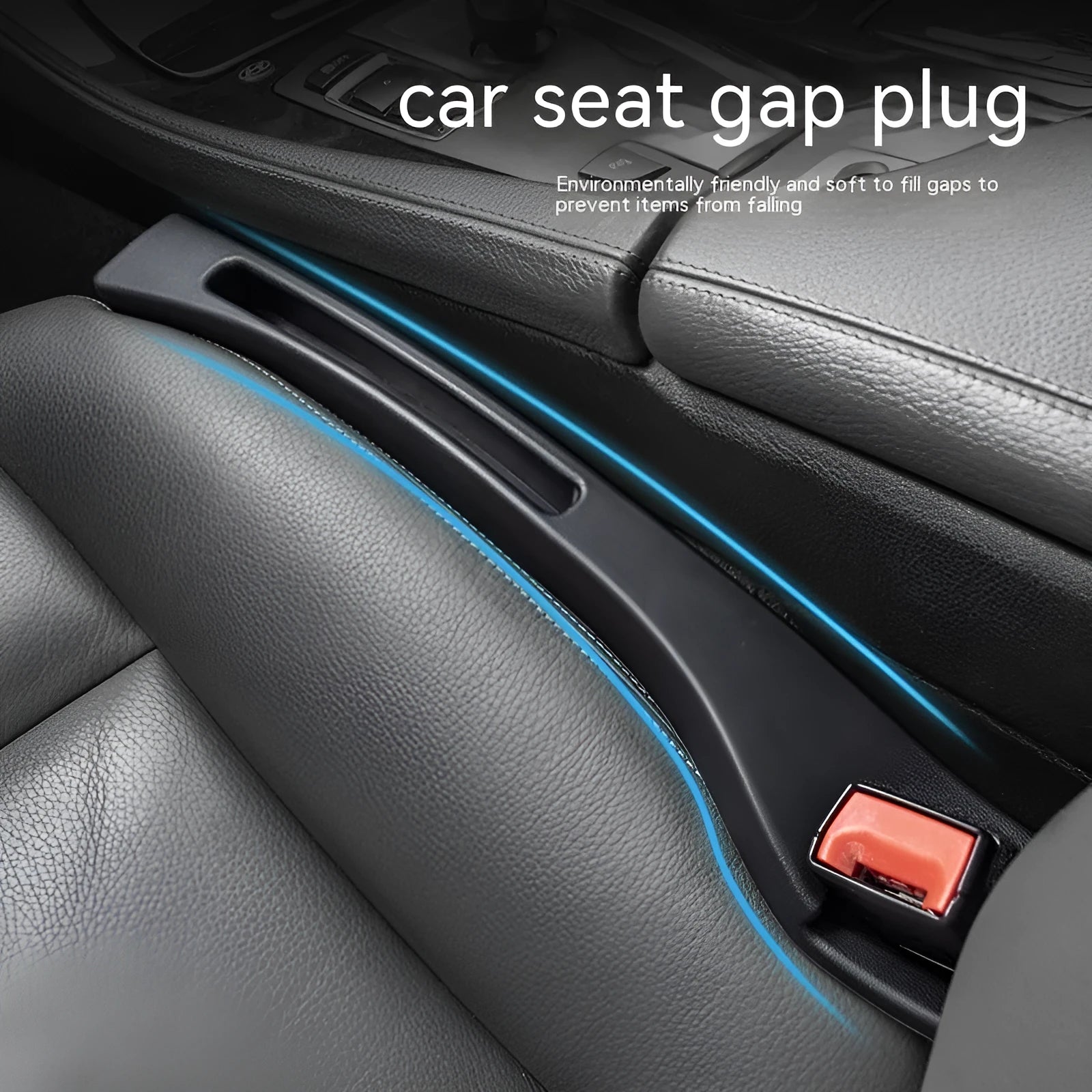 Black plastic car seat gap storage organiser pocket with handle