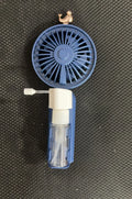 Personalised plastic USB desktop fan in choice of colours on a desk