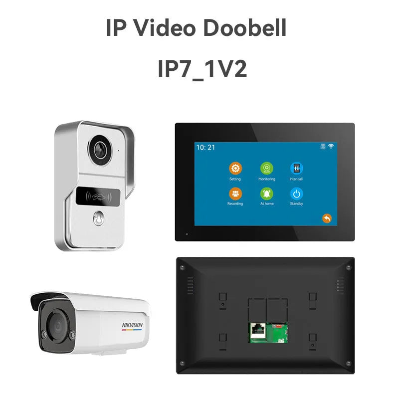 10-inch video intercom doorbell system with outdoor camera unit and colour display