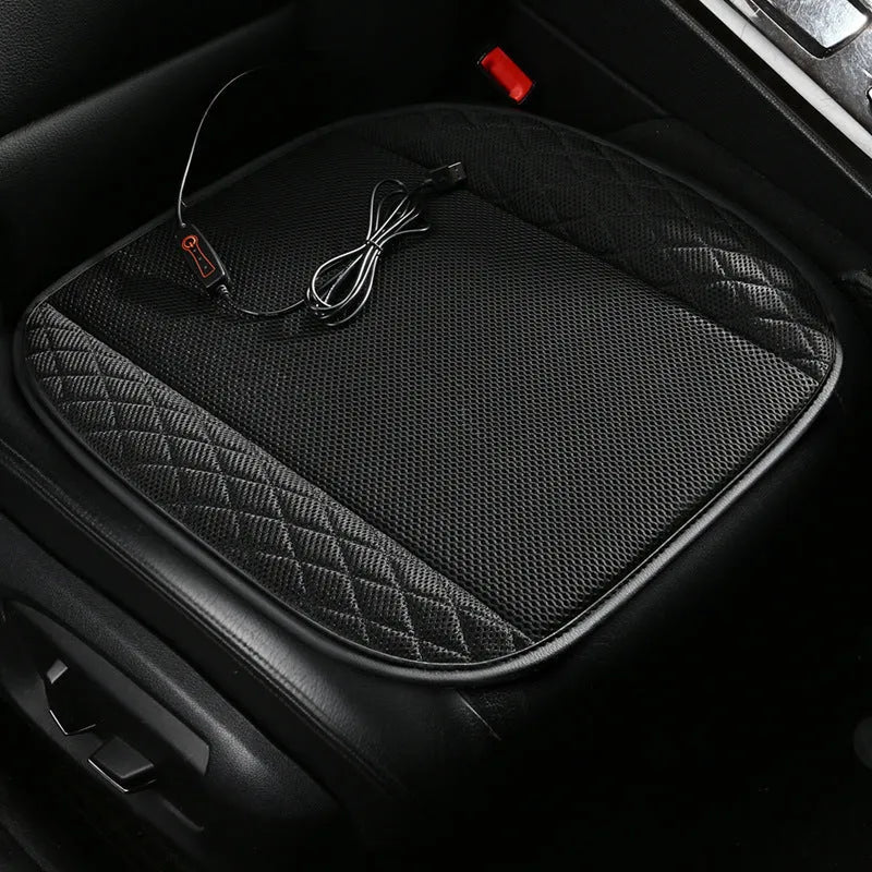 USB ventilated car seat cushion with cooling fans in suede material measuring 48x46cm