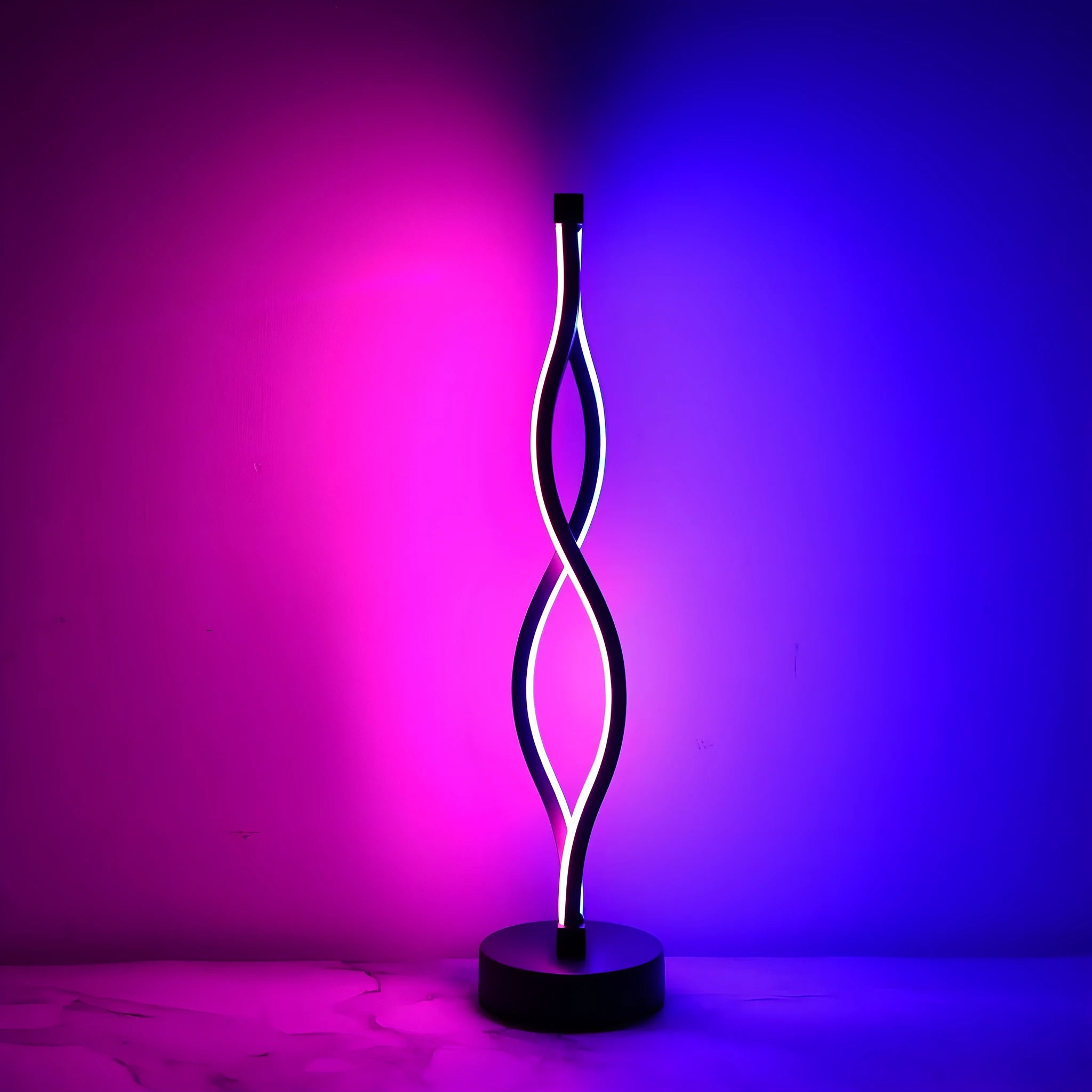 Black aluminium USB desk lamp with three-colour button dimming on a desktop surface
