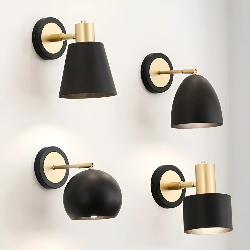 Nordic style iron wall lamp for bedroom or living room with metallic finish