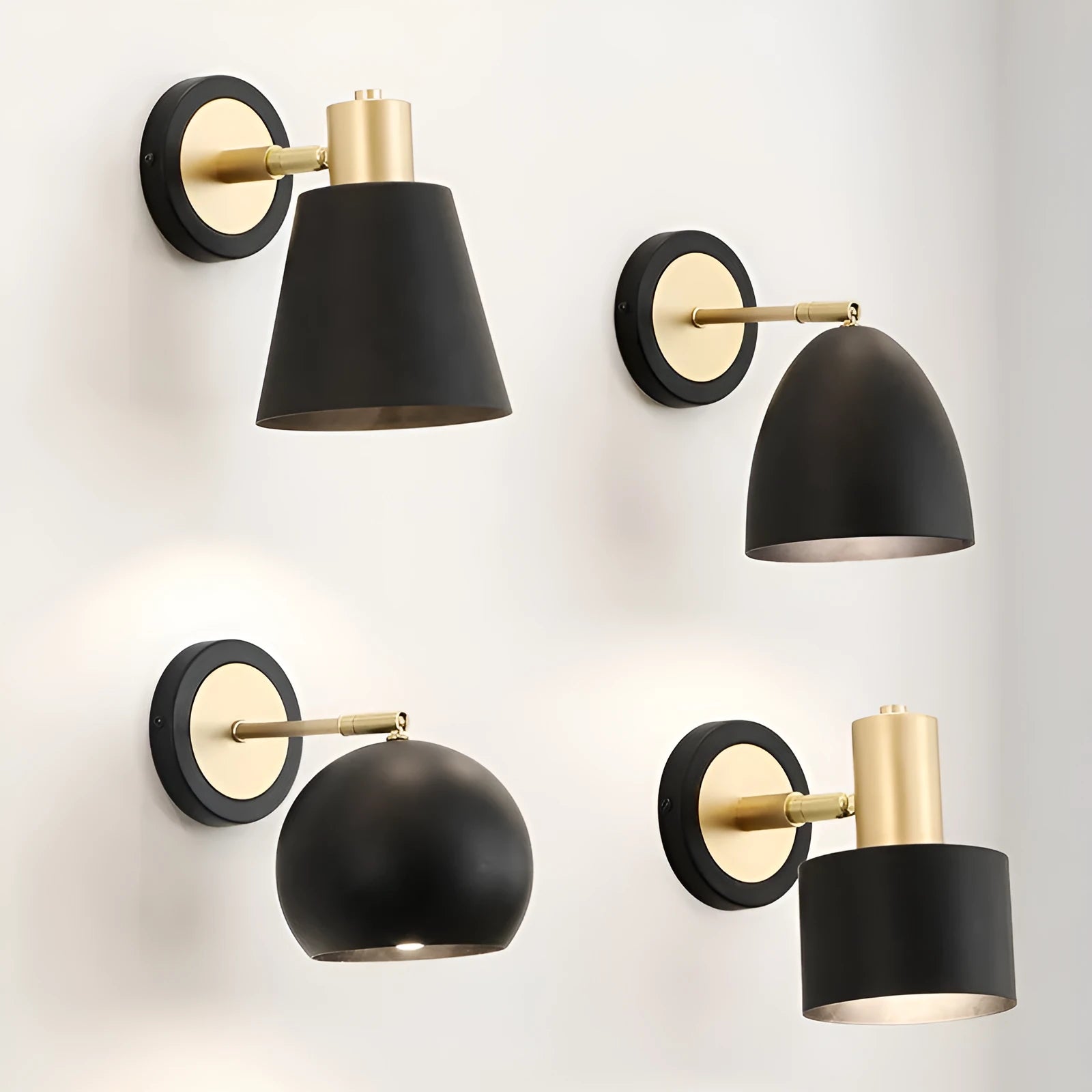 Nordic style iron wall lamp for bedroom or living room with metallic finish