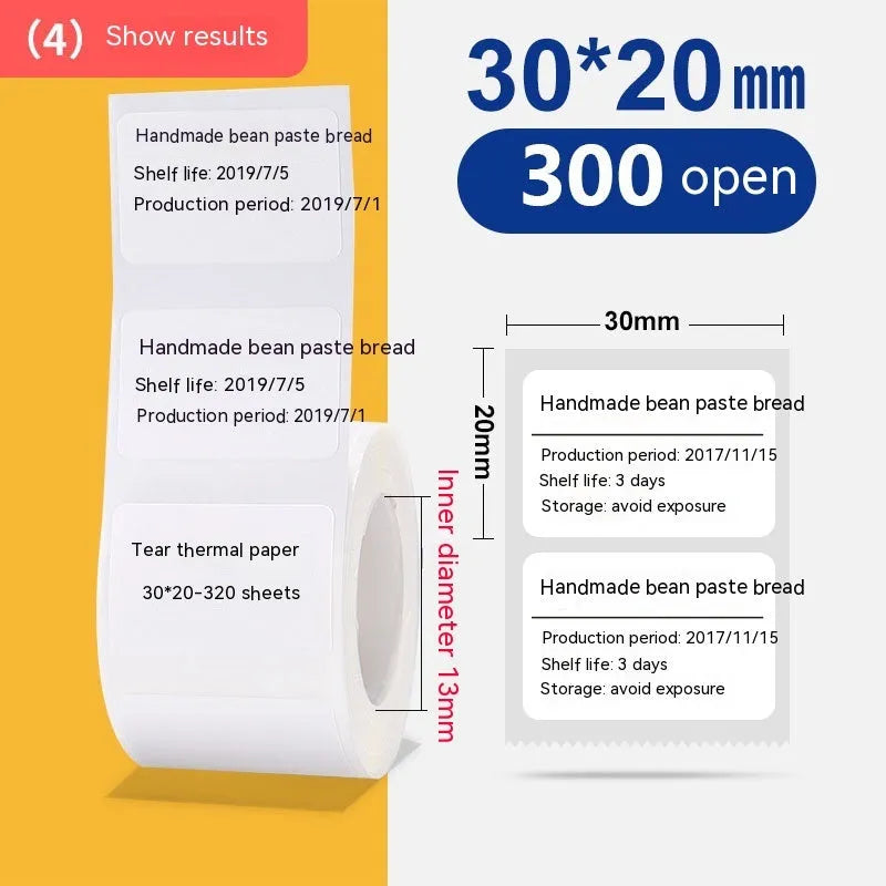 Roll of 160 bright white 40x40mm thermal paper adhesive label stickers for retail pricing
