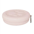 Portable plastic dog feeding bowl in green and pink colour options for outdoor use
