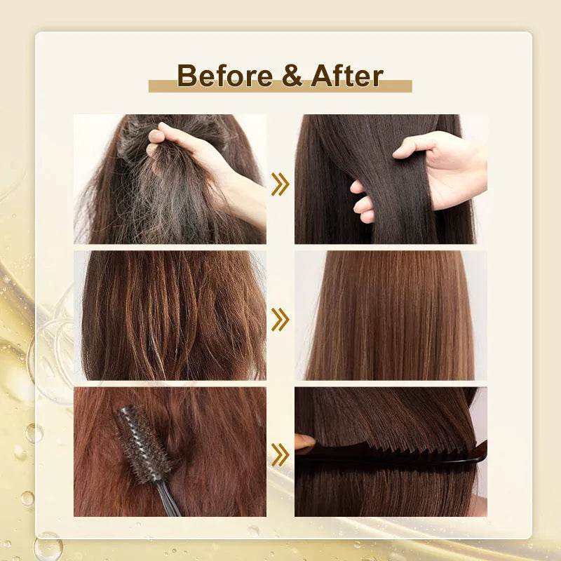 Yellow 50ml bottle of curly hair repair and scalp care essential oil.