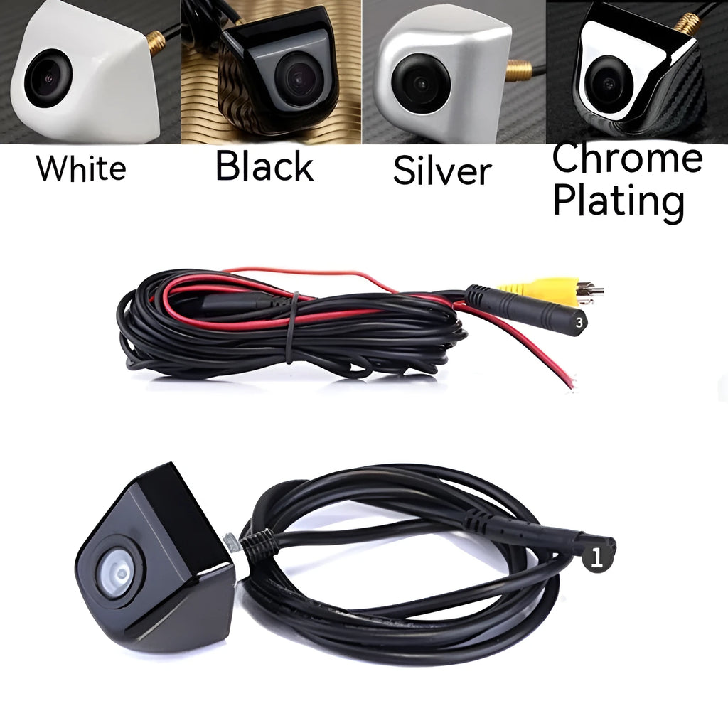 Screw plug-in HD waterproof car rearview camera with metal shell in black silver chrome or white finish