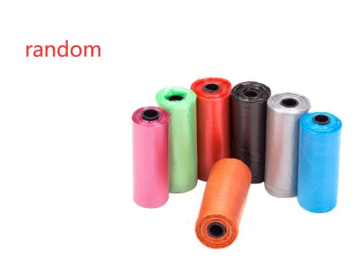 Coloured dog poop bags for waste cleanup showing 22.5 x 30 cm dimensions
