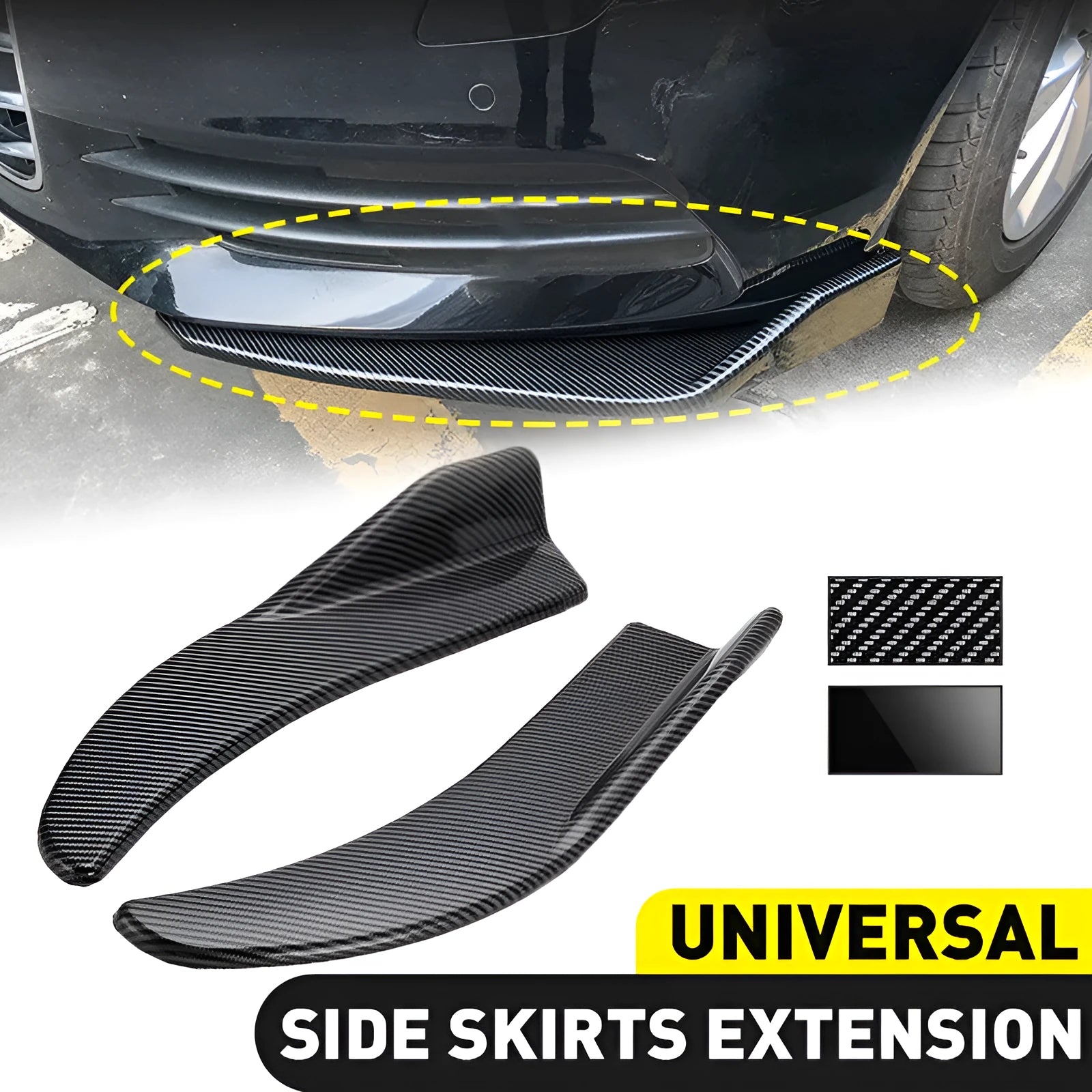 General Motors vehicle front and rear deflector lights in ABS construction with carbon fibre pattern
