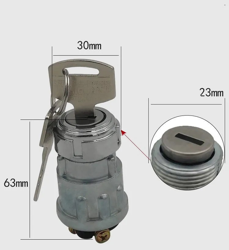 Copper vehicle ignition switch with key for trucks and forklifts