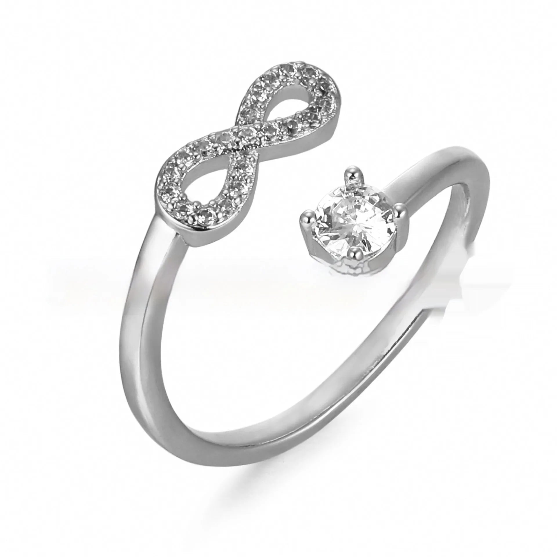 Personalised diamond-shaped open geometric zircon ring showing a letter 'A' in a gold metal setting.