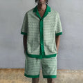 Men's printed short-sleeved shirt and shorts two-piece set in polyester fabric for beach wear