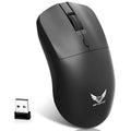 Black wireless computer mouse with three-gear audio control buttons on side