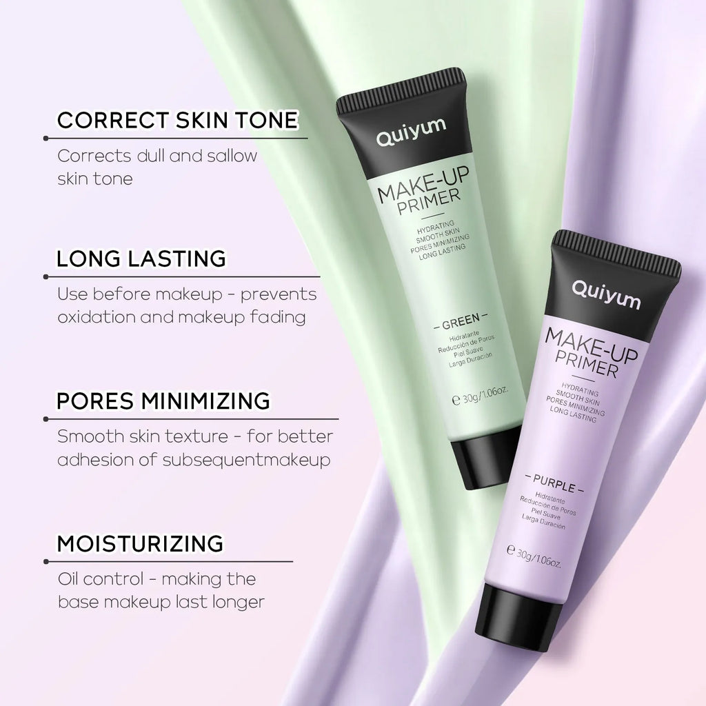 30g moisturising colour-correcting makeup primer in purple, pink and green shades
