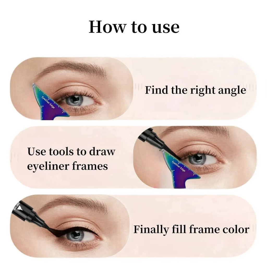3-in-1 reusable eyeliner stencil tool for hooded eyes, winged liner and contour makeup application