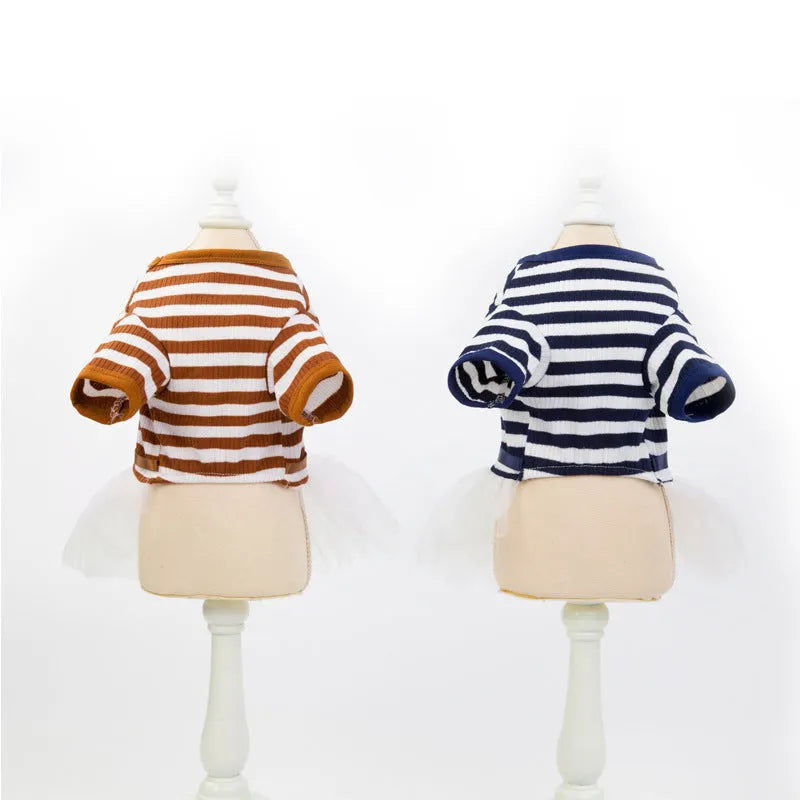 Cotton pet skirt for small female dogs with bears teddy design in coffee colour
