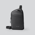 Men's elegant black Oxford cloth crossbody bag with sewing thread detail