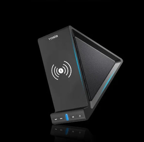 Black multifunctional Bluetooth speaker with integrated phone stand and 2000mAh power bank