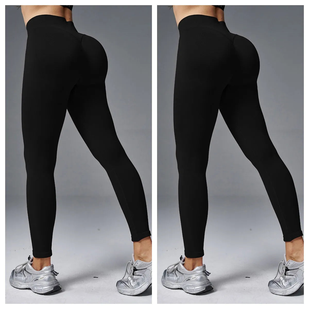 Women's peach hip tight mid waist yoga pants in a cotton blend fabric, shown in a light green colour.