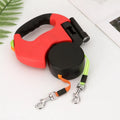 Automatic telescopic traction rope dog leash in Black Red with chrome-plated fastener