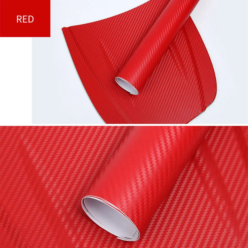 Carbon fibre car sticker roll showing textured pattern in multiple colour options