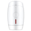 White home laser hair removal device with display screen and power adapter on a plain background.