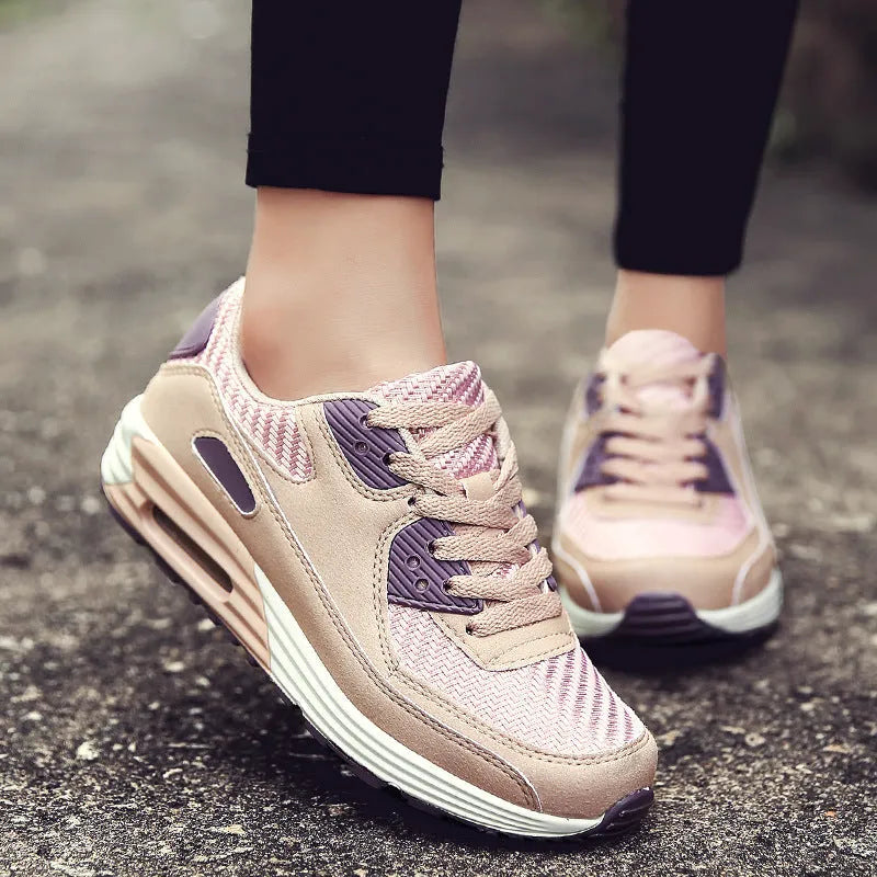 Women's casual shoes with 3.5cm block heel in beige orange, grey, and pink purple colour options