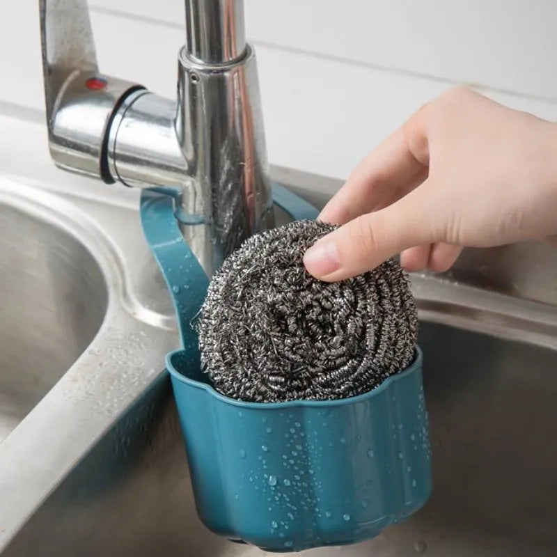 Nordic style plastic drain basket for kitchen sink in blue, grey or pink colour