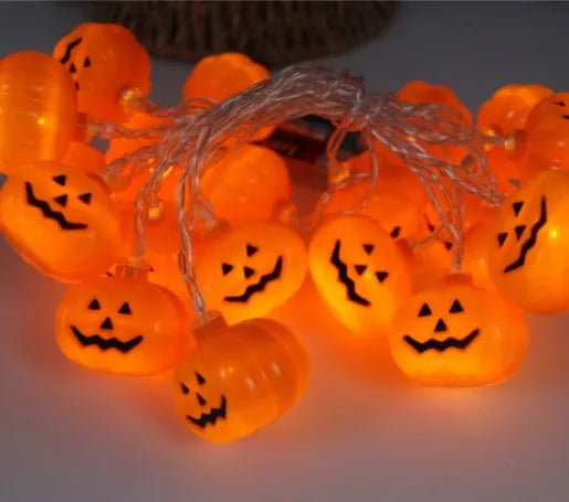 Halloween LED string lights with pumpkin, bat, and ghost lanterns on a 1.2 metre string