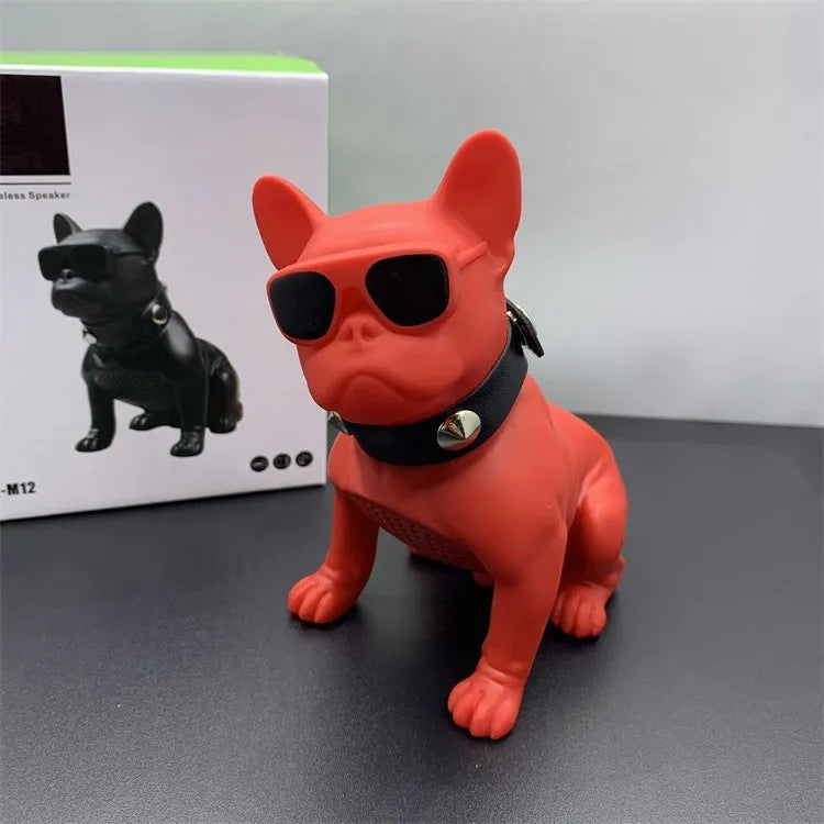 Mini full body bulldog Bluetooth speaker in black, red or white colour with wireless audio playback