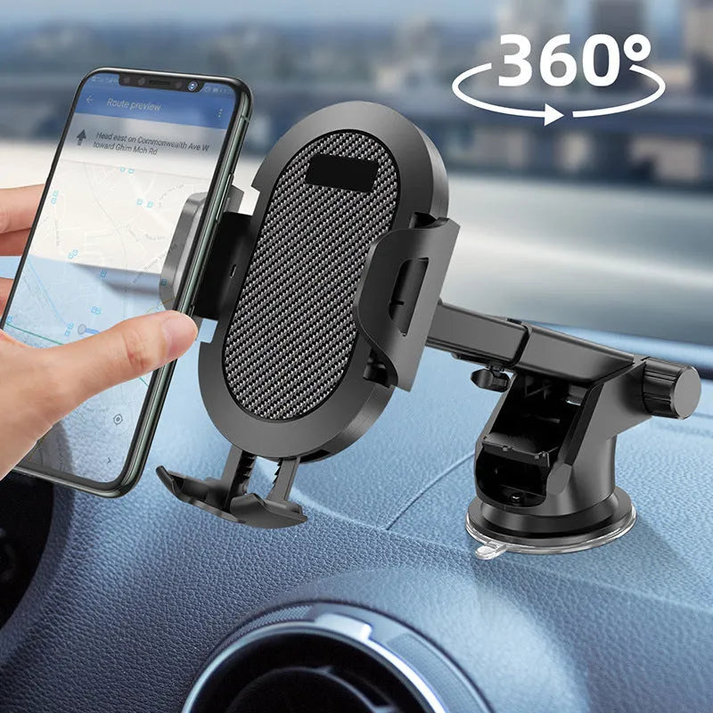 Black grey auto lock car phone holder mounted on a car air vent