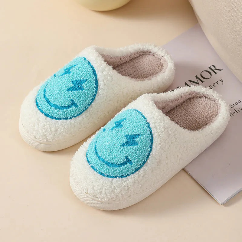 Women's cartoon love style plush slippers with round toe and PVC sole in Big Love pattern