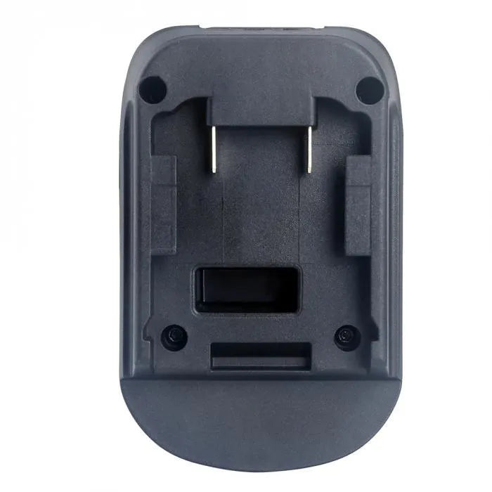 Black Milwaukee DM18M to MAKITA H99F battery power tool adapter, showing connector ends.