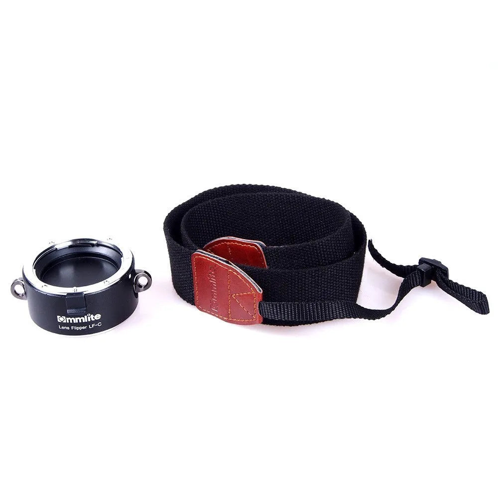 Aluminium alloy camera lens flipper holder with stainless steel buckle and cotton shoulder strap for Nikon, Canon, Sony cameras