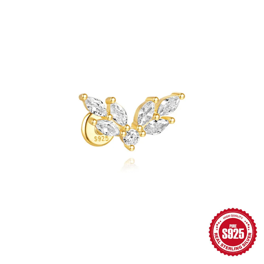 S925 sterling silver water drop earrings with a flat spiral design in a gold electroplated finish.