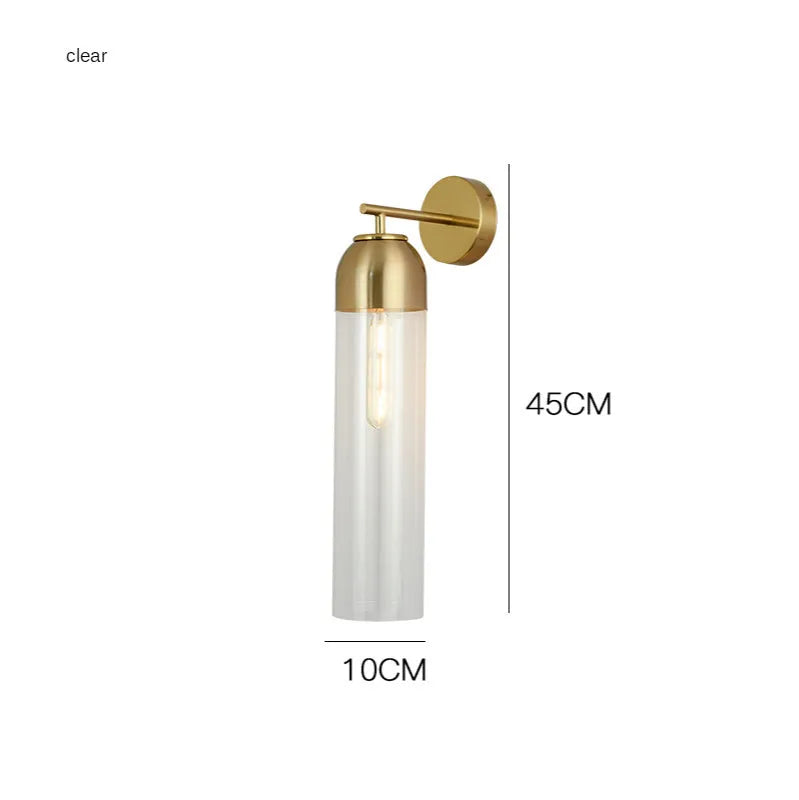Nordic postmodern minimalist glass wall lamp in choice of five light colours on a plain wall