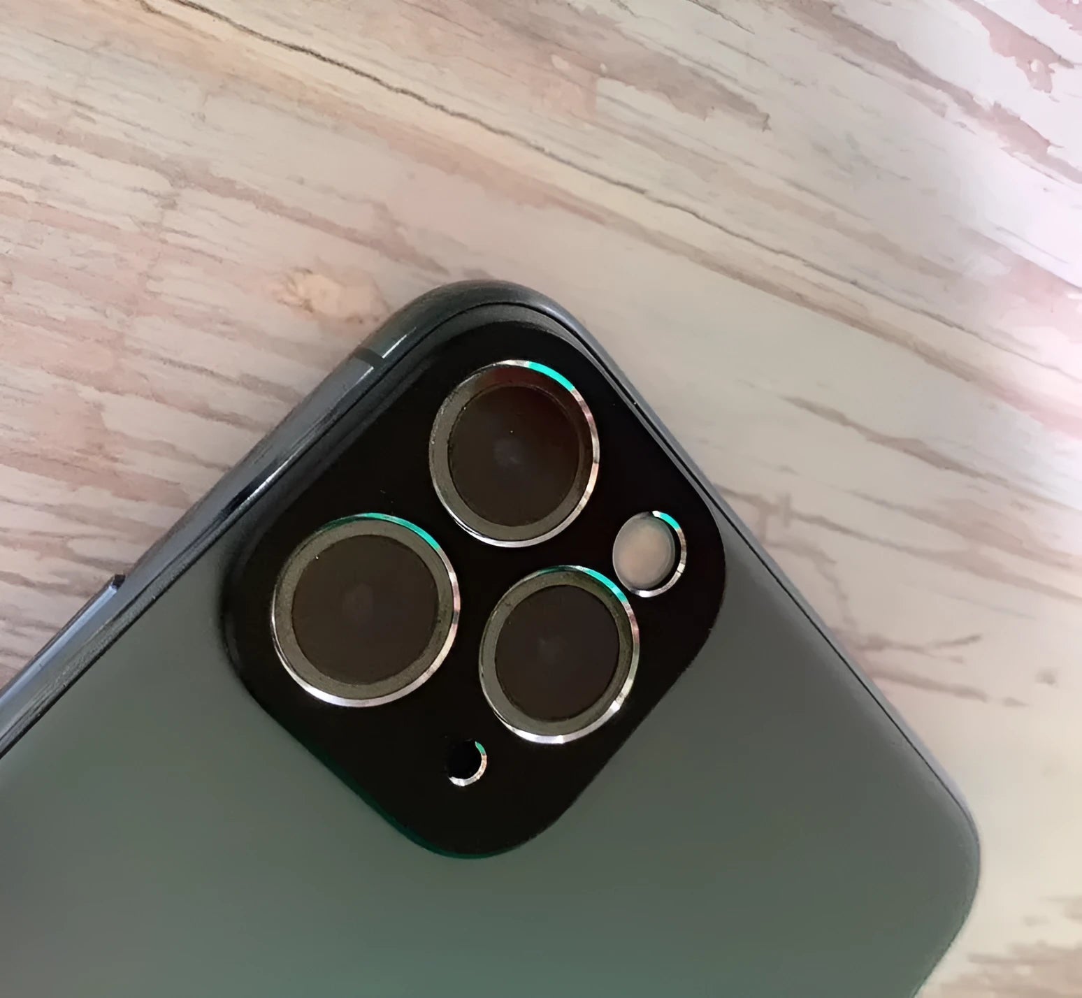 Metal lens protection ring for iPhone 11 and iPhone 11 Pro camera in various colour options.