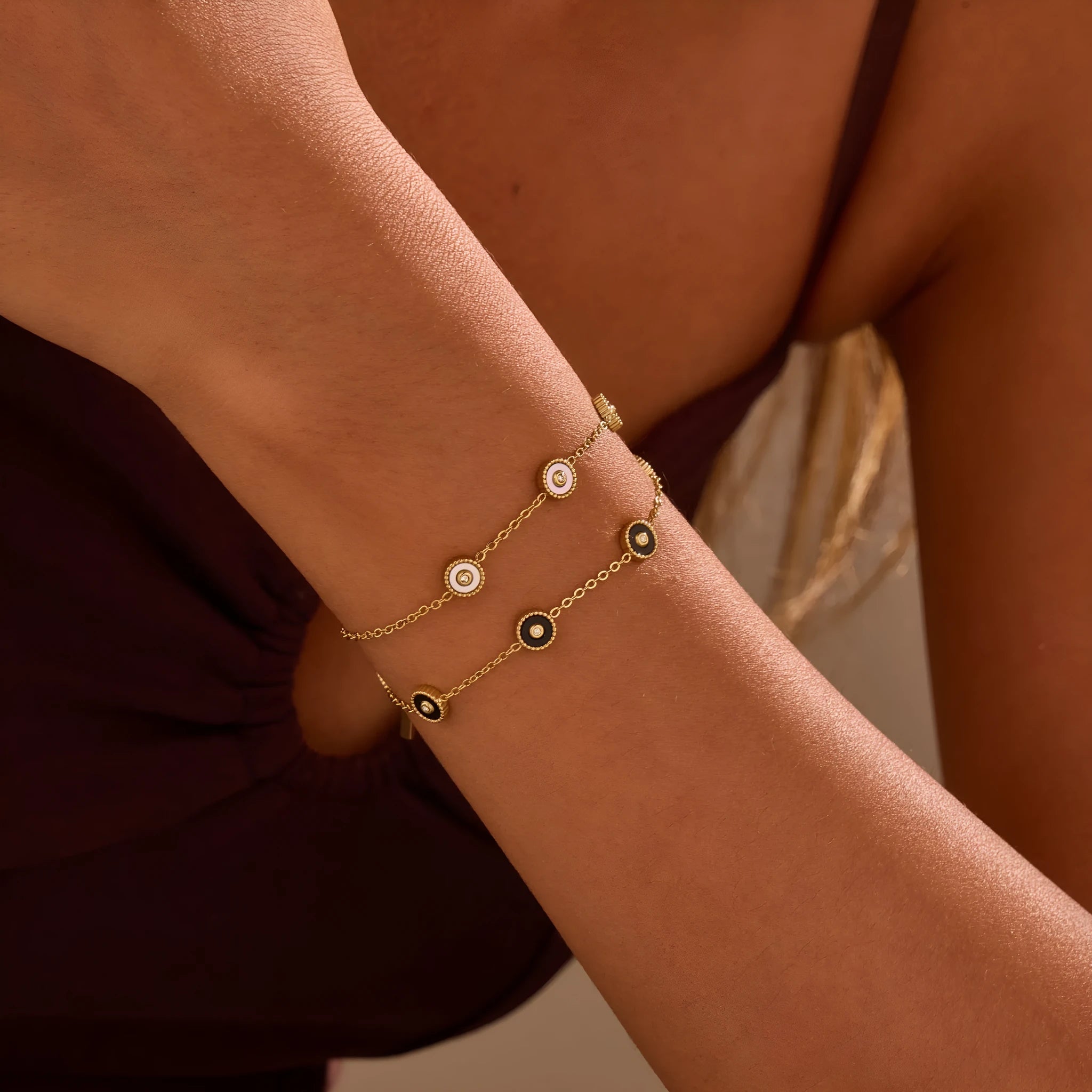 Gold-plated fritillary geometric bracelet and necklace set for women