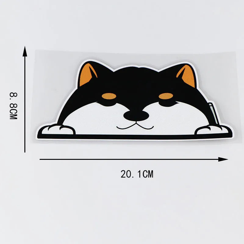 Set of four cartoon Chai dog peeping window car stickers in different colours on a car window
