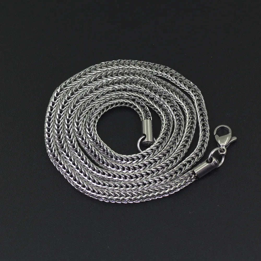Stainless steel necklace chain 3mm 60cm vacuum electroplated StGolden colour on white background