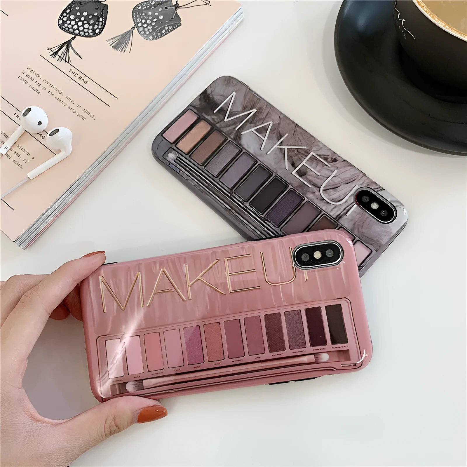 Floral pattern silicone phone case for iPhone in Flesh and Grey colours.