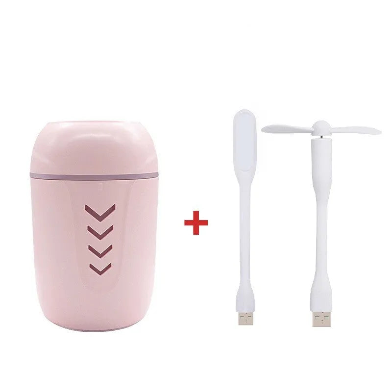 X3 model portable columnar car humidifier in blue, white, or pink with 200ml tank.