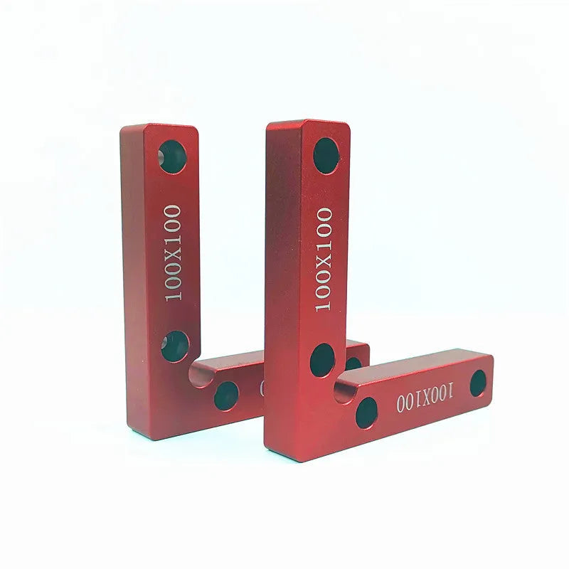 Aluminium alloy right angle positioning block for woodworking jig saws with measurement scale