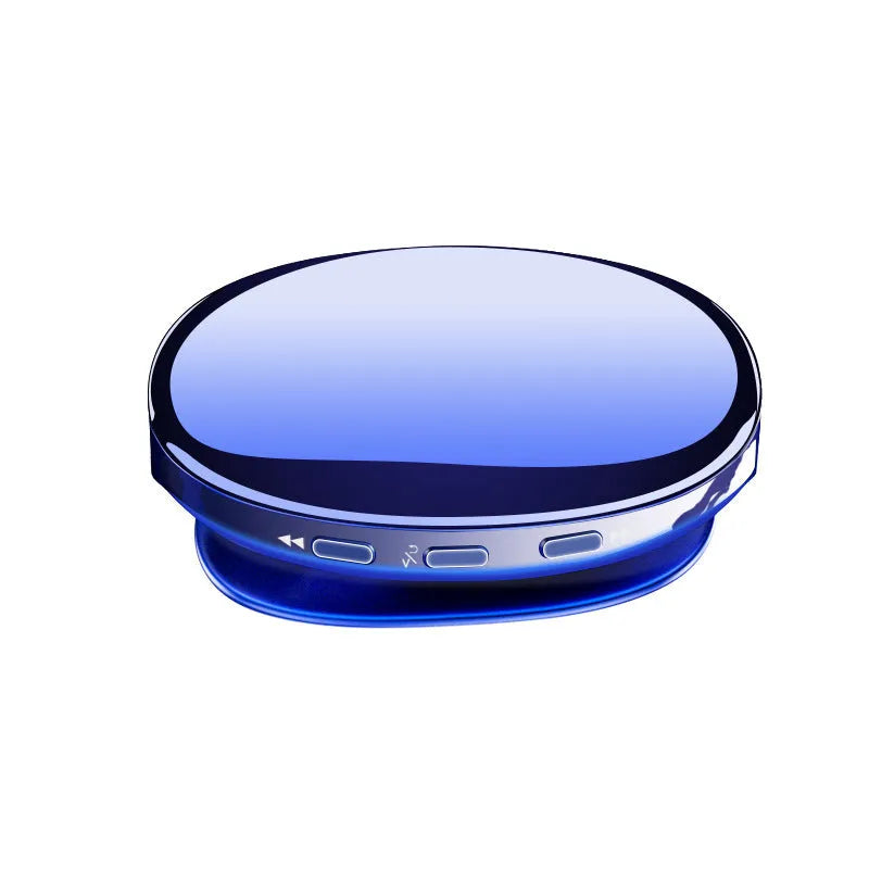 Black, blue, or rose gold portable Bluetooth MP4 music player with OLED screen and push buttons.