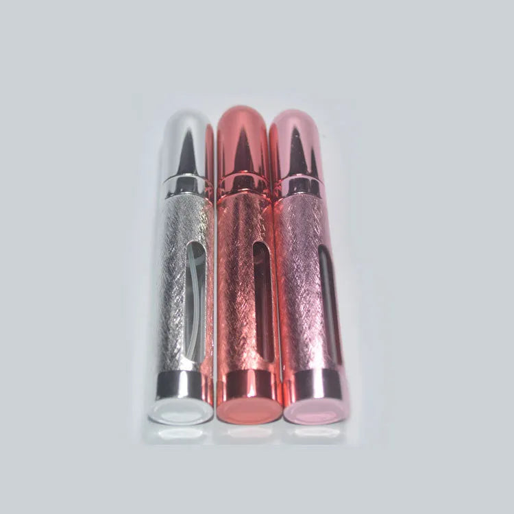 12ml aluminium bullet-shaped travel perfume bottle with glass liner in multiple colours.